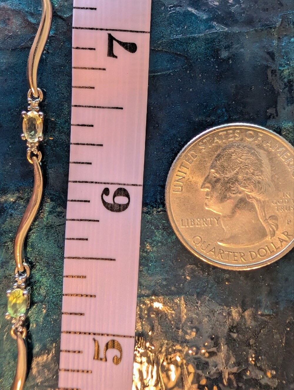 Delicate Multi-Gemstone Gold Plated Sterling Silver Bracelet Topaz Garnet 7.5" - Picture 15 of 16